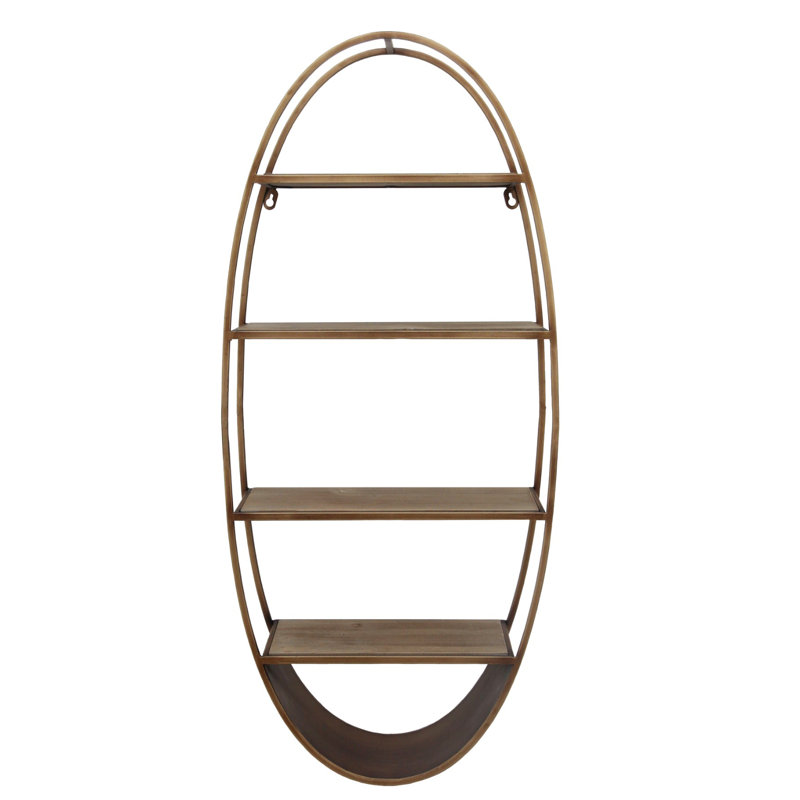 Gracie Oaks Wallingford 4Tiered Metal and Wood Wall Shelf Wayfair